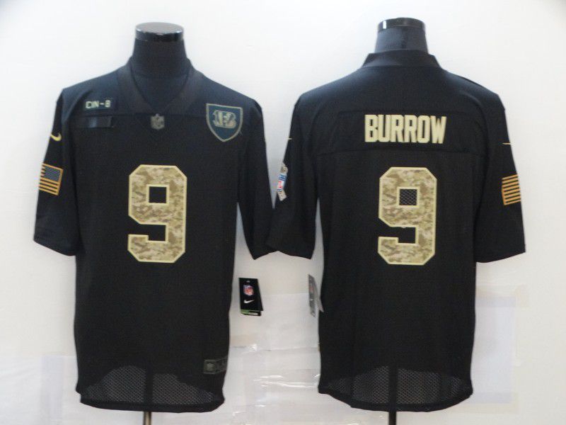 Men Cincinnati Bengals #9 Burrow Black Camo Lettering 2020 Nike NFL Jersey->cincinnati bengals->NFL Jersey